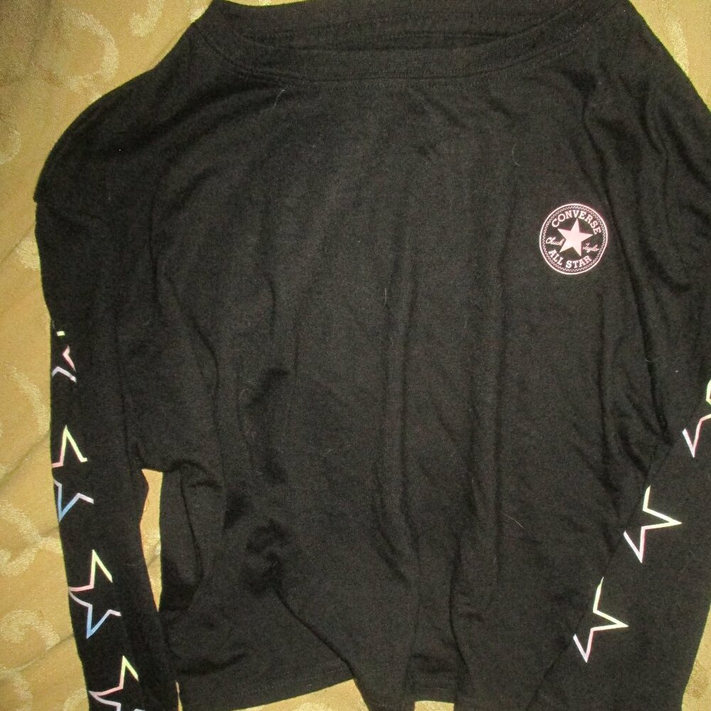 CONVERSE Black Long Sleeved Crop Top Little Girls Size 6- Stars